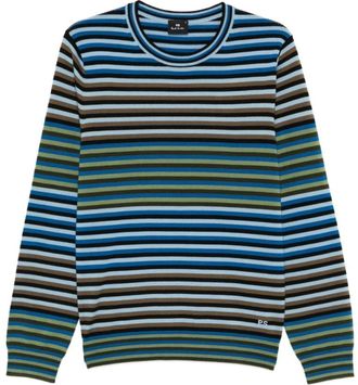 Paul Smith Horizontal Stripe Crew Neck Sweater - Heren - Ronde hals truien - Veelkleurig - M - Denim - Truien & Vesten