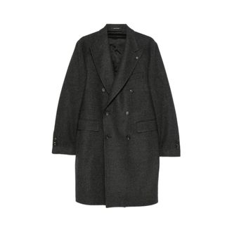 Tagliatore Double-Breasted Coats, male, Gray, Size: M Double-Breasted Coat