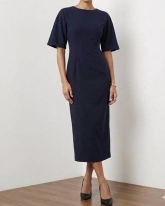 Mant&ugrave; Short Sleeve Midi Dress In Navy