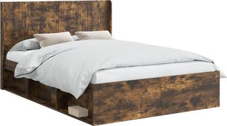vidaXL Estructura De Cama Con Almacenamiento Y Cabecero Roble Ahumado Vidaxl