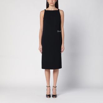 Gucci Black viscose sablé dress with horsebit