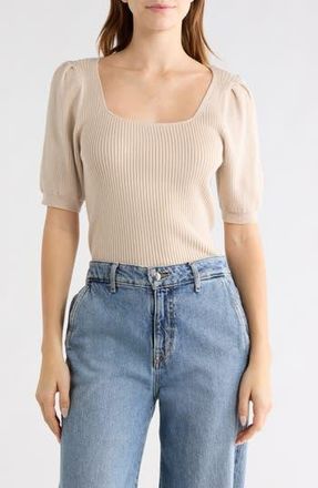 Wishlist Square Neck Puff Sleeve Sweater in Champagne at Nordstrom Rack, Size Medium