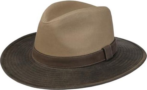 Chapeau Stetson Traveller Homme - Tissu Waxed Imperméable, Doublure Coton, Bandeau Cuir - Pour Soleil Et Pluie