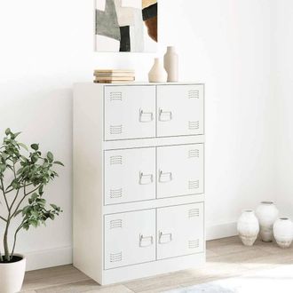Berkfield Home Sideboard White 67x39x107 cm Steel | Size: 67 x 39 x 107 cm