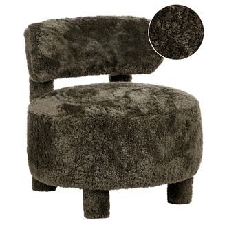 Beliani Sill&oacute;n Sin Reposabrazos De Estilo Retro Tapizado De Pelo Sint&eacute;tico Sal&oacute;n Verde Oscuro Hamina