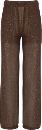 KANGRA Cashmere Viscose Broek - Dames - Wijde Broeken - Bruin - S - Pailletten - Broeken