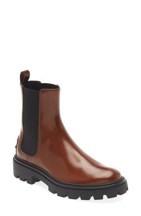 Tod's Lug Sole Chelsea Boot in Cuoio Scuro at Nordstrom, Size 8Us