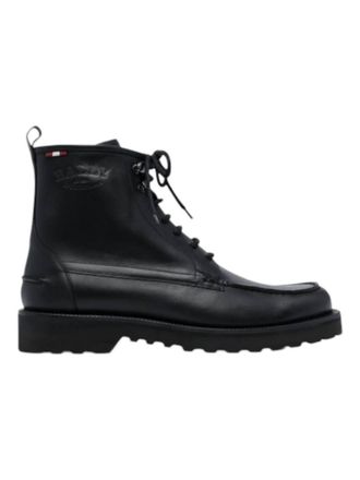 Bally Mens Moc Toe Leather Boots In Black