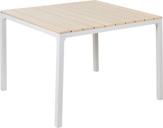 Beliani Beliani - Mesa De Jard&iacute;n Tablero De Listones De Madera Pl&aacute;stica 95 X 95 Cm Patio Exterior Beige Y Blanca Prato
