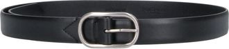 J & M Davidson Black Oval Buckle Leather Belt