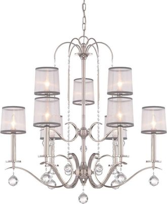 Netlighting Whitney 9 Light Multi Arm Chandelier Silver Finish E14