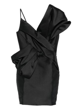 Marques Almeida bow V-neck mini dress - Zwart