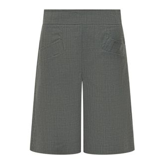 Ganni Wool-Blend Shorts - Dames - Korte Broeken - Grijs - L - Wol - Korte Broeken