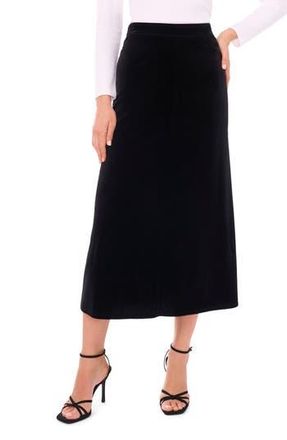 Vince Camuto Velvet A-Line Midi Skirt in Rich Black at Nordstrom Rack, Size Medium