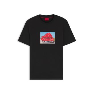 HUGO BOSS Cotton-jersey T-shirt with biker-inspired artwork
