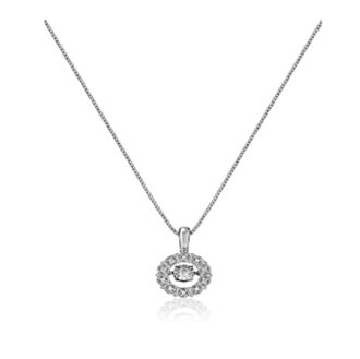 MAX + STONE Dancing Diamond Real Diamond Circle Pendant Necklace for Women in Solid 925 Sterling Silver (1/20 ct. tw), 18 Chain