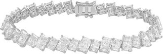 Diana M. Jewels 14kt White Gold 56.00cts Lab Grown Slanted Radiant Diamond Tennis Bracelet