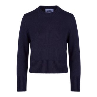Alpha Studio Girocollo in Merinos - - Knitwear - Donna - Blu - L