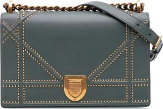 Dior Borsa a tracolla Diorama media in pelle di agnello con borchie 2019 - Verde