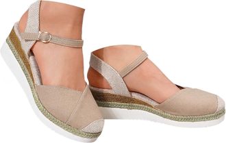 Generic Orthopedic Wedge Sandals For Women UK with Closed Toe Ankle Strap Arch Support Shoes Low Heel Espadrilles Non-Slip Summer Beach Walking Casual Dancing