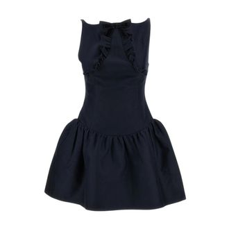 Shushu/Tong Vestido Corto con Fruncidos y Lazo - Dresses - Mujer - Azul - 2XS