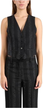 Msgm Lurex Wool Gilet Slim Fit - Dames - Gillet - Zwart - M - Wol - Kostuums