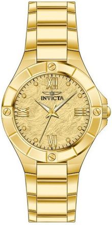 Invicta Wildflower 50391 Dameshorloge - Quartz Uurwerk - Roestvrij Staal met Gouden Wijzerplaat - 26 mm