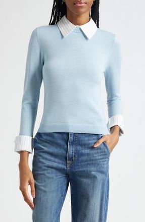 Alice & Olivia Porla Collar Stretch Wool Sweater in Carolina Blue at Nordstrom, Size X-Small