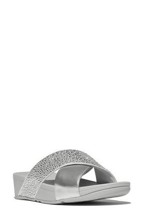 FitFlop Lulu Crystal Embellished Slide Sandal in Silver at Nordstrom Rack, Size 9