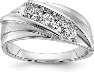 Diamond2Deal 10k White Gold Lab Grown Diamond 5-Stone Band Ring 3/4Ct Clarity- VS Color- G-H