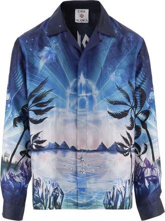 Casablanca Silk Shirt With Surreal Graphic Landscape Print