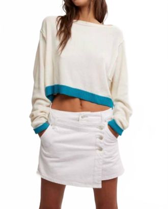 Free People Into The Blue Pullover Sweater In White/ Blue