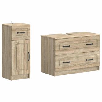 vidaXL Juego De Gabinete De Ba&ntilde;o De 2 Piezas Utrecht Roble Sonoma Vidaxl