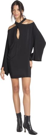 Federica Tosi Mini Jurk met Gevlochten Kraag - Dames - Korte kleedjes - Zwart - XS - Kleedjes