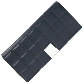 Chanel Navy Leather Long Bill Wallet (Bi-Fold) (Pre-Owned)