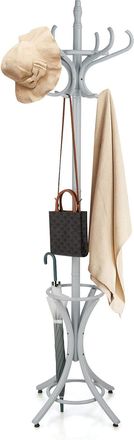 Costway Costway Perchero De Pie Madera 184cm Perchero &Aacute;rbol Con Soporte 12 Perchas Para Colgar Ropa Sombrero Para Habitaci&oacute;n Hogar Oficina (gris)
