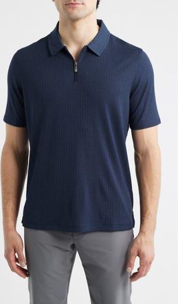 Johnston & Murphy Finn Rib Zip Polo in Navy at Nordstrom, Size Xx-Large