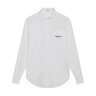 Brunello Cucinelli Shirts, female, White, S, Poplin Stretch Shirt