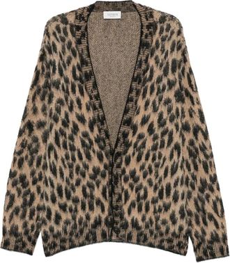 Laneus Cardigan Boxy Maculato - Heren - Vesten - Bruin - L - Truien & Vesten