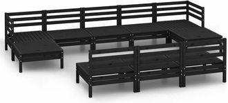 vidaXL Juego De Muebles De Jard&iacute;n 10 Pzas Madera Maciza De Pino Negro Vidaxl