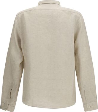 HUGO BOSS Mens Regular-Fit Linen Shirt Open Beige