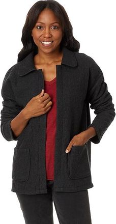 Mod-o-doc Quilted Long Sleeve Cardigan with Pocket Womens Jacket Charcoal : MD (US 8-10), Cotton/Polyester