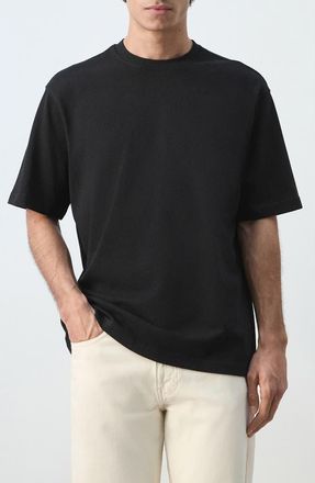 Mango Relaxed Fit Heavyweight Cotton T-Shirt in Black at Nordstrom, Size Xx-Large