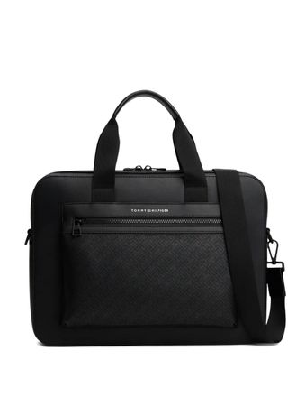 Tommy Hilfiger zip-fastening patterned laptop bag - men - Polyurethane - One Size - Black
