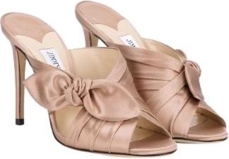 Jimmy Choo London Tea Rose Satin Keely 100 Mules Size 38