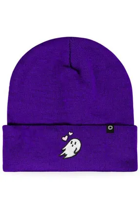 Dalix Heartly Ghost Beanie in Purple at Nordstrom