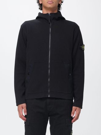 Stone Island Felpa con cappuccio e zip in cotone con logo Compass