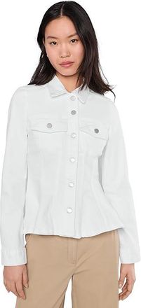 Liverpool L.A. Fit And Flare Denim Trucker Jacket Womens Jacket Bright White : LG, Cotton/Denim/Elastane