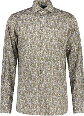 Eton Paisley Signature Twill Shirt - Heren - Casual Overhemden - Groen - M - Katoen - Overhemden