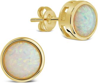 Sterling Forever Paxe Opal Circle Stud Earrings